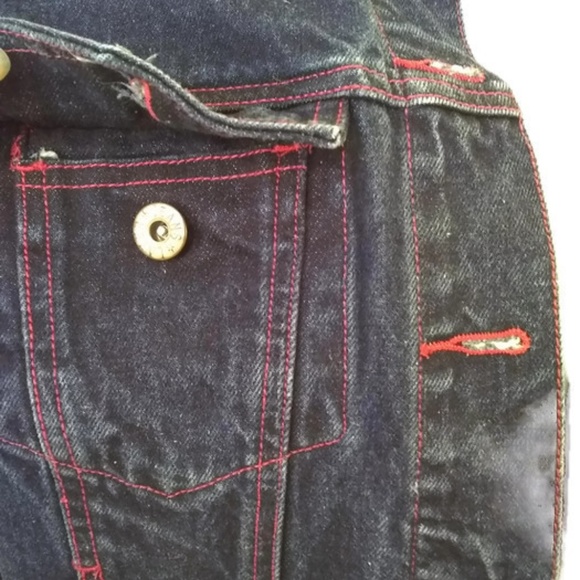 LaZer Jean Women's Denim Jacket with Red Stitching Size Medium - Picture 3 of 8